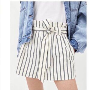 Zara Striped Paper Bag Shorts XS